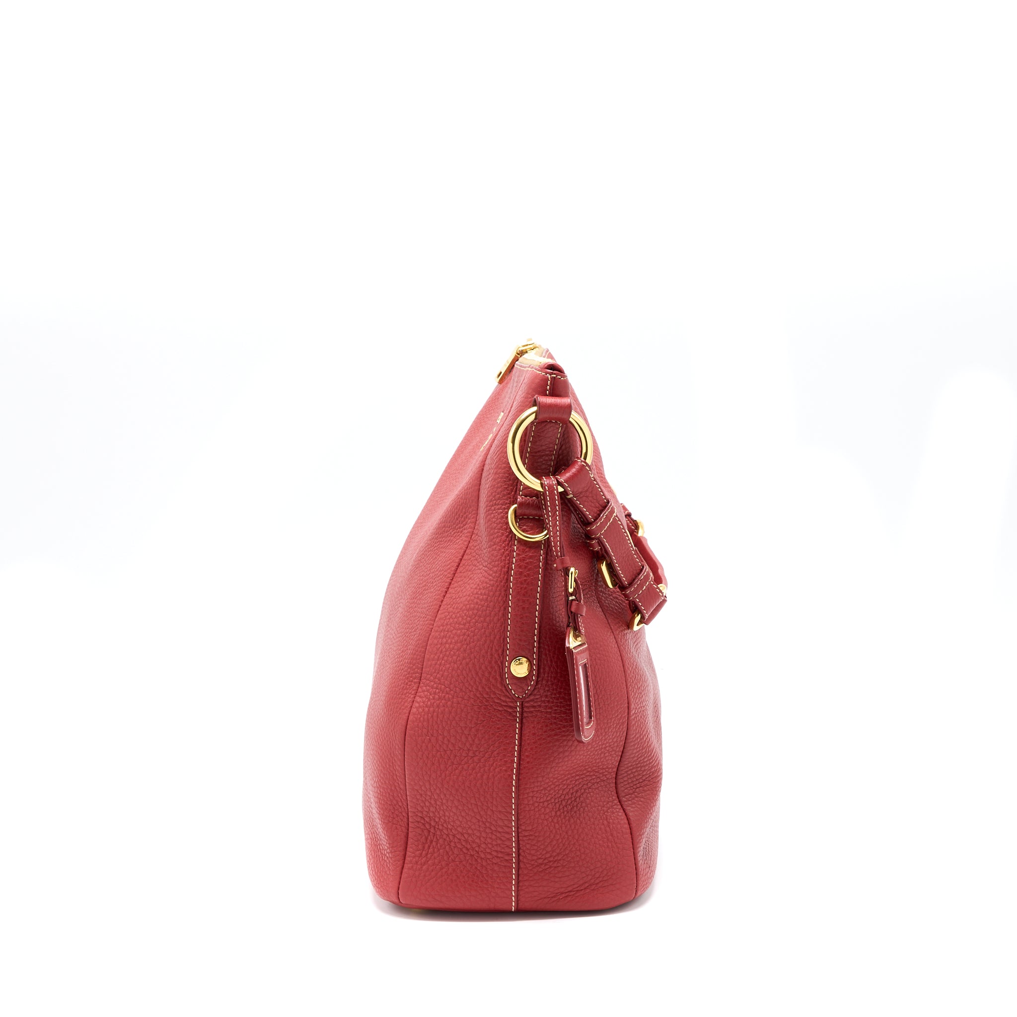 PRADA VITELLO DAINO BAG CALFSKIN RED GHW
