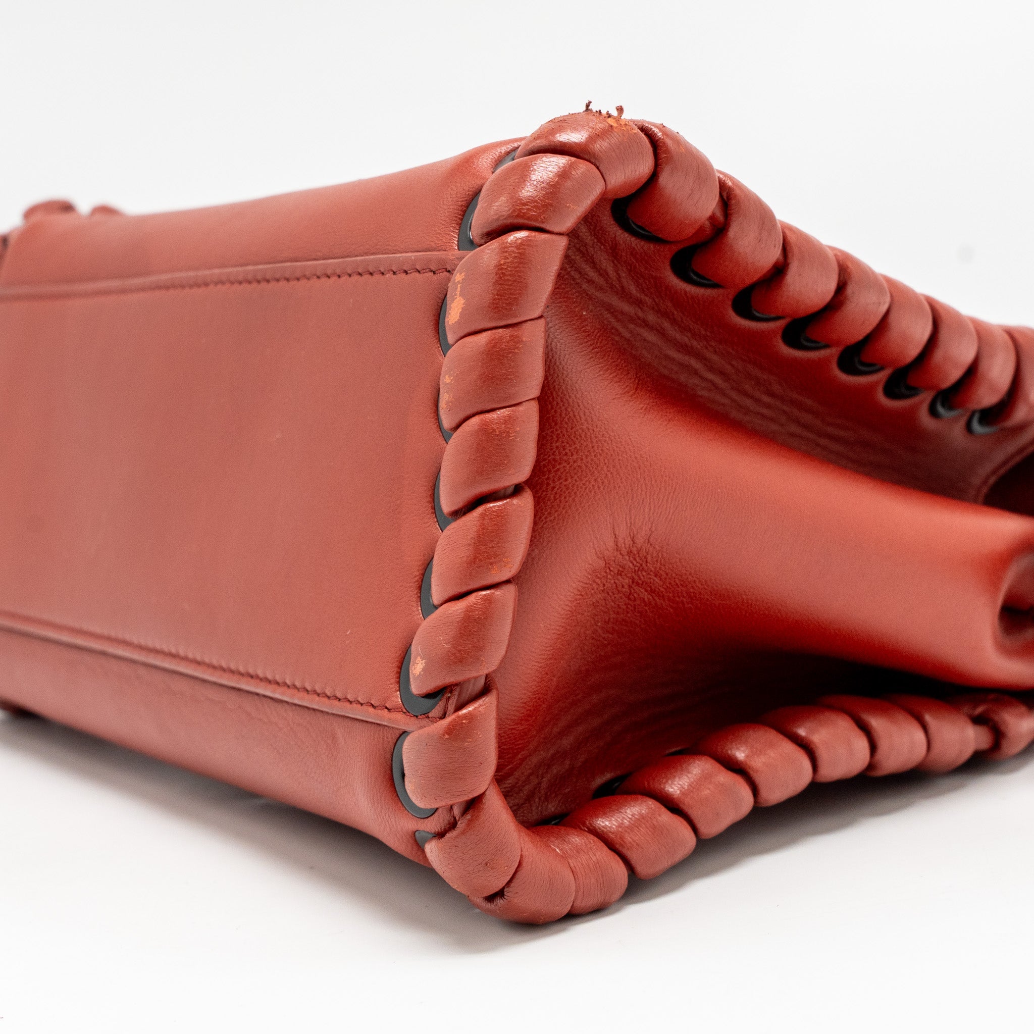 FENDI MINI PEEKABOO WHIPSTITCH LAMBSKIN BLOODY MARY SHW