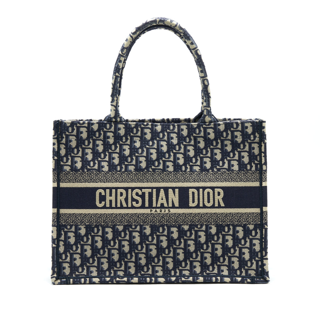 DIOR SMALL BOOKTOTE BAG BLUE OBLIQUE EMBROIDERY