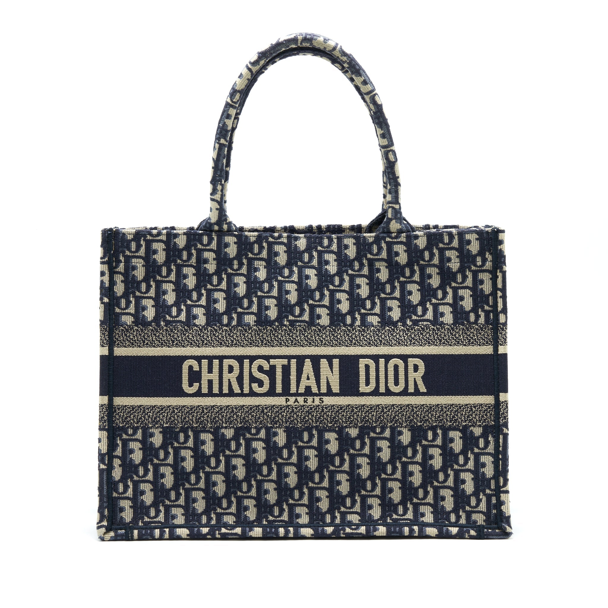 DIOR SMALL BOOKTOTE BAG BLUE OBLIQUE EMBROIDERY