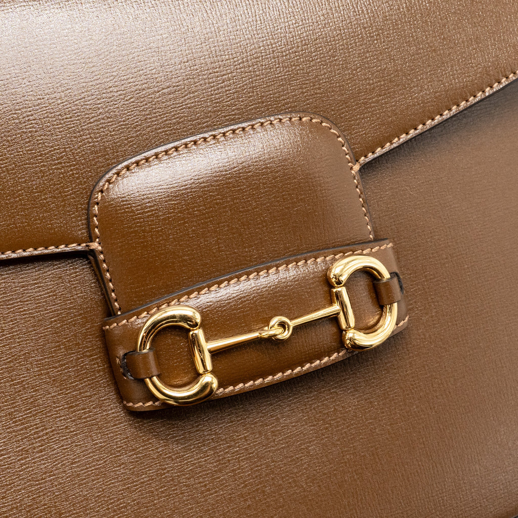GUCCI HORSEBIT 1955 LARGE SHOULDER BAG LEATHER BROWN GHW