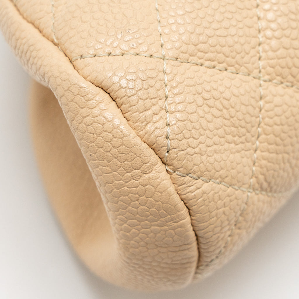 CHANEL TIMELESS KISSLOCK CLUTCH CAVIAR BEIGE SHW