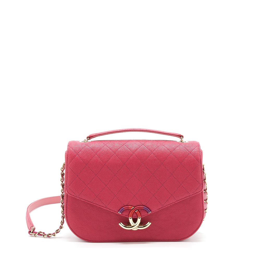 CHANEL SEASONAL MESSENGER CROSSBODY BAG CAVIAR PINK LGHW