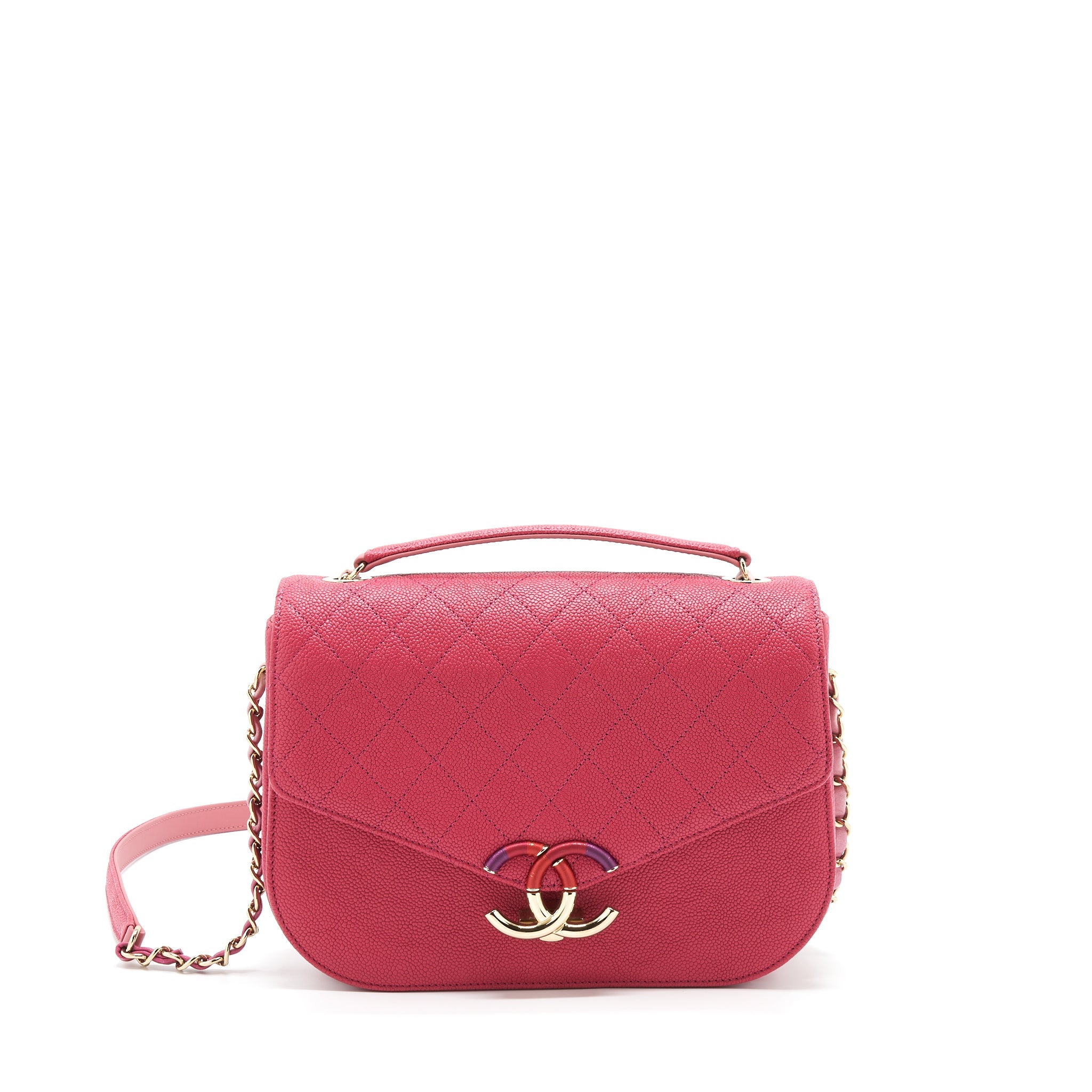 CHANEL SEASONAL MESSENGER CROSSBODY BAG CAVIAR PINK LGHW