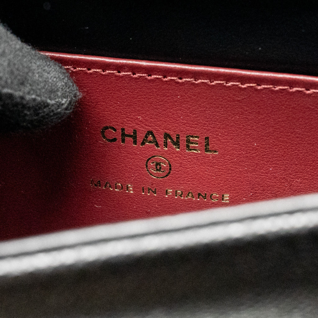 CHANEL 26P PREPPY COCO CLUTCH SHOULDER BAG CAVIAR BLACK GHW (MICROCHIP)