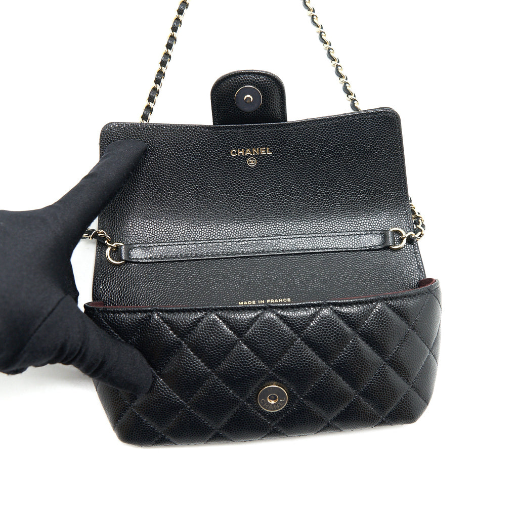 CHANEL MINI GLASS CASE BAG CAVIAR BLACK LGHW