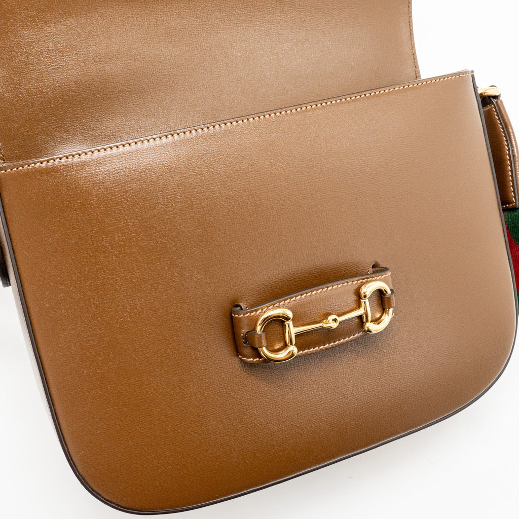 GUCCI HORSEBIT 1955 LARGE SHOULDER BAG LEATHER BROWN GHW