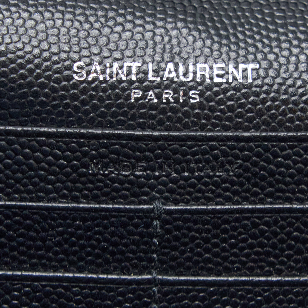 SAINT LAURENT/YSL ENVELOP CHAIN WALLET GRAINED CALFSKIN BLACK SHW