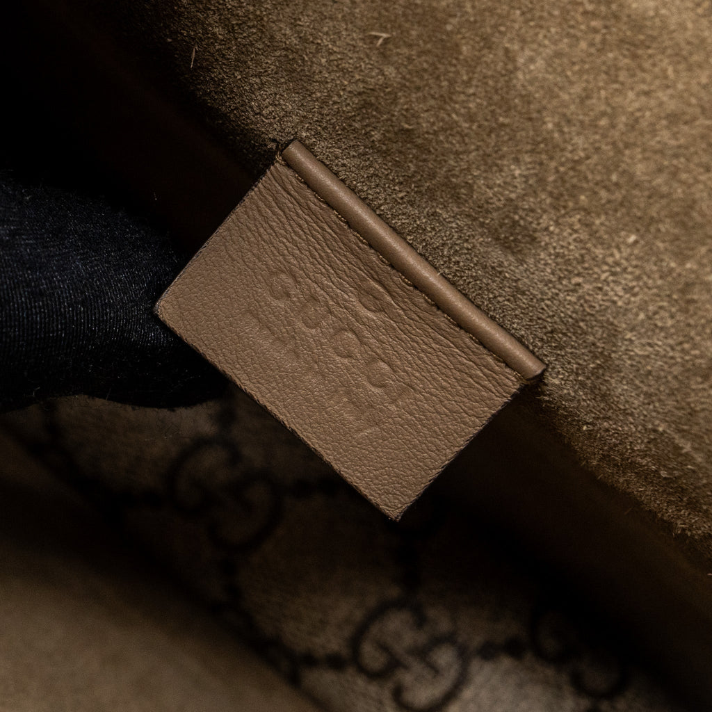 GUCCI DIONYSUS GG SMALL SUPREME CANVAS/TAUPE SUEDE BEIGE SHW