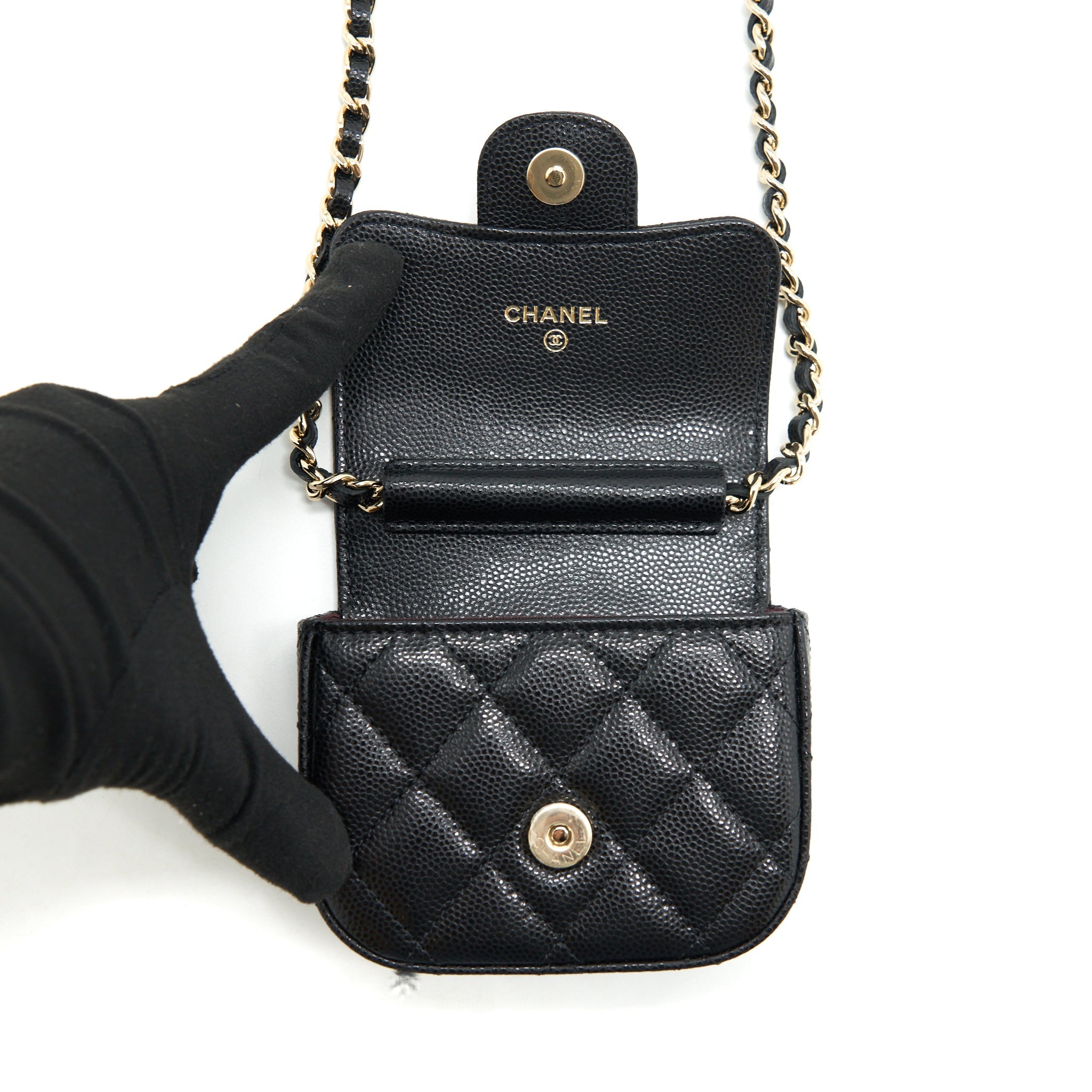 CHANEL MINI FLAP VANITY WITH CHAIN CAVIAR BLACK LGHW