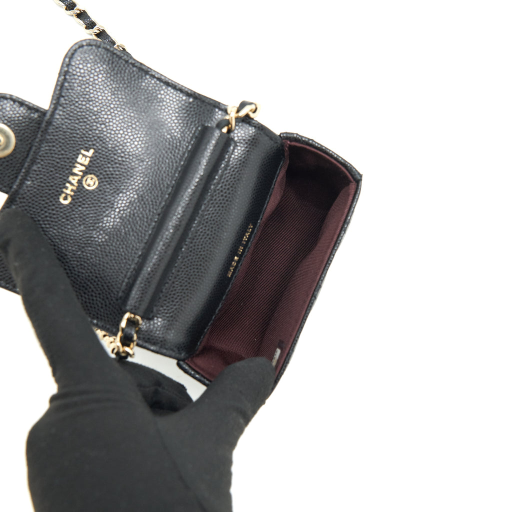 CHANEL MINI FLAP VANITY WITH CHAIN CAVIAR BLACK LGHW