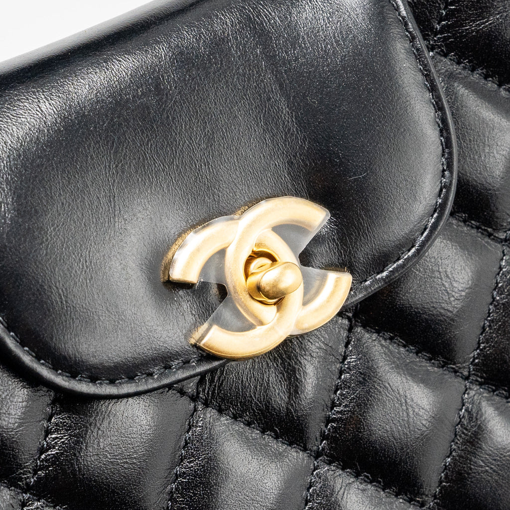 CHANEL 24P MINI SHOPPING TOTE CALFSKIN BLACK GHW (MICROCHIP)
