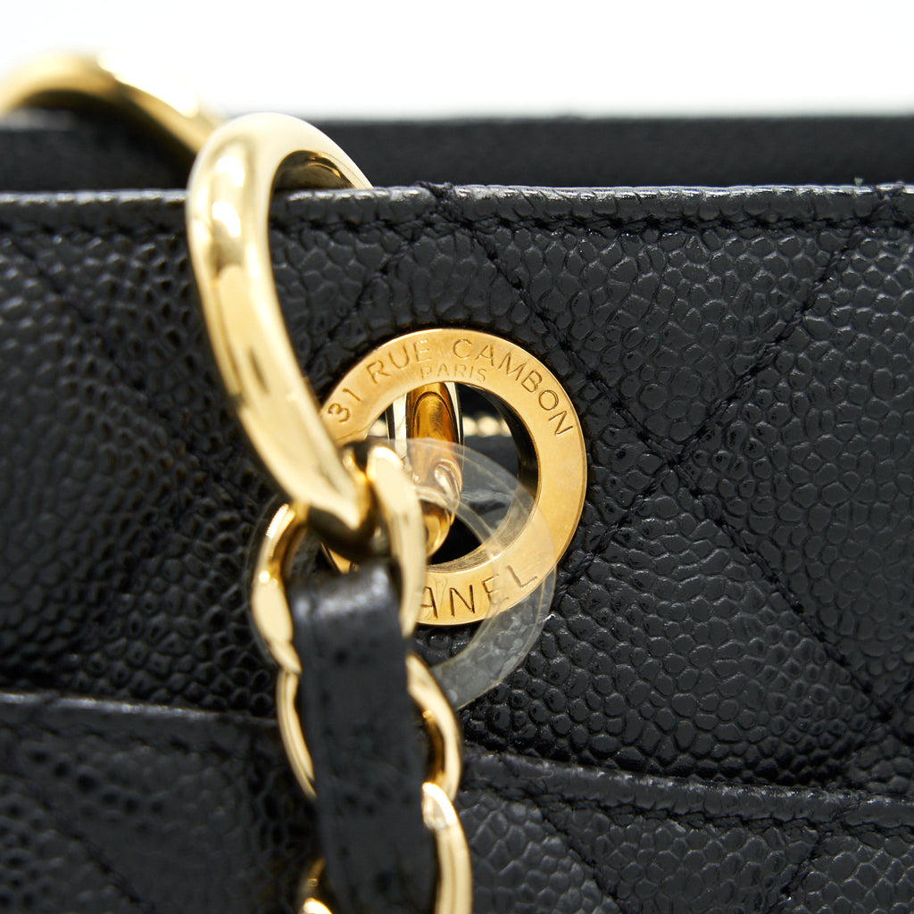CHANEL GRANT SHOPPING TOTE BAG GST BLACK CAVIAR GHW