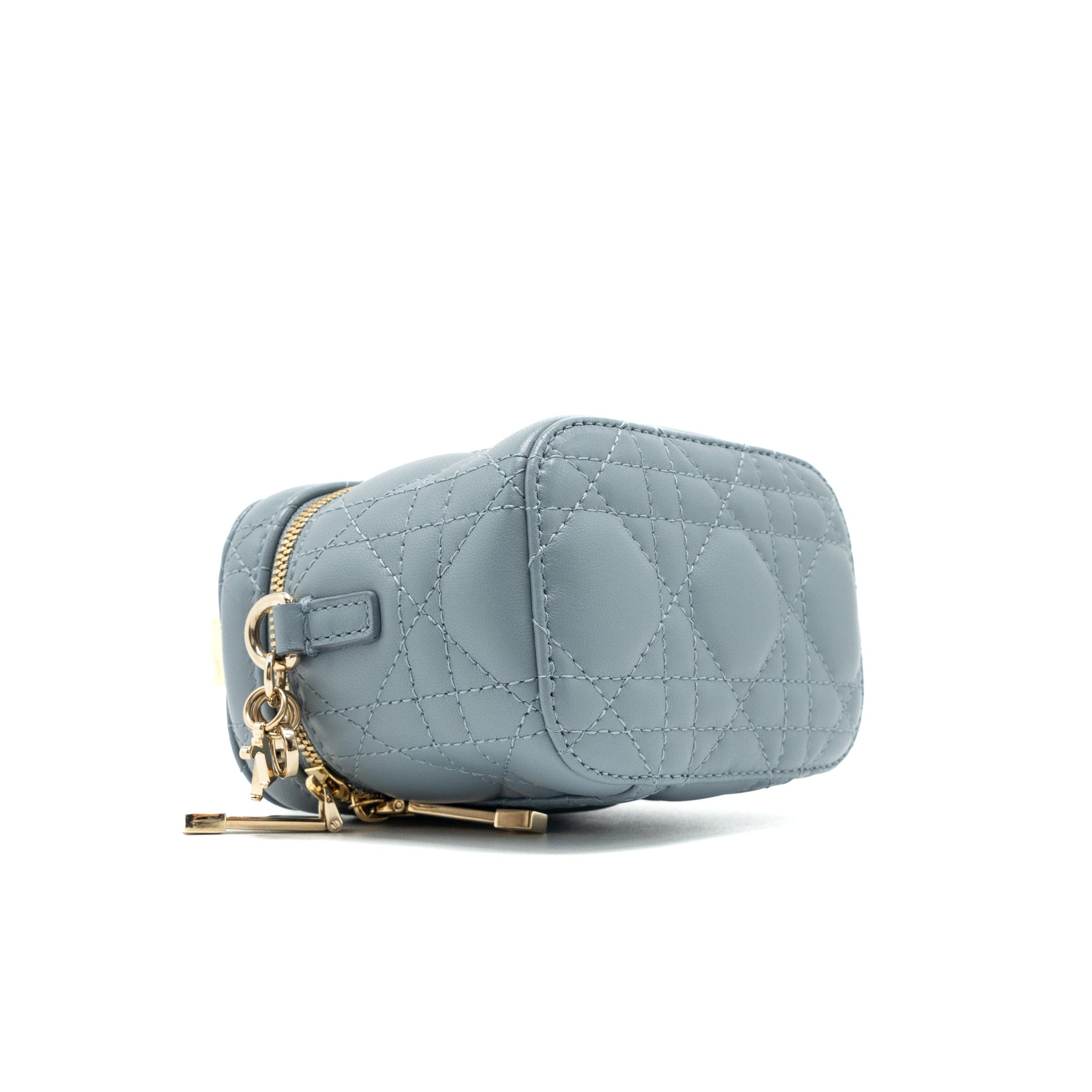 DIOR MICRO LADY DIOR VANITY CASE LAMBSKIN LIGHT GREY LGHW