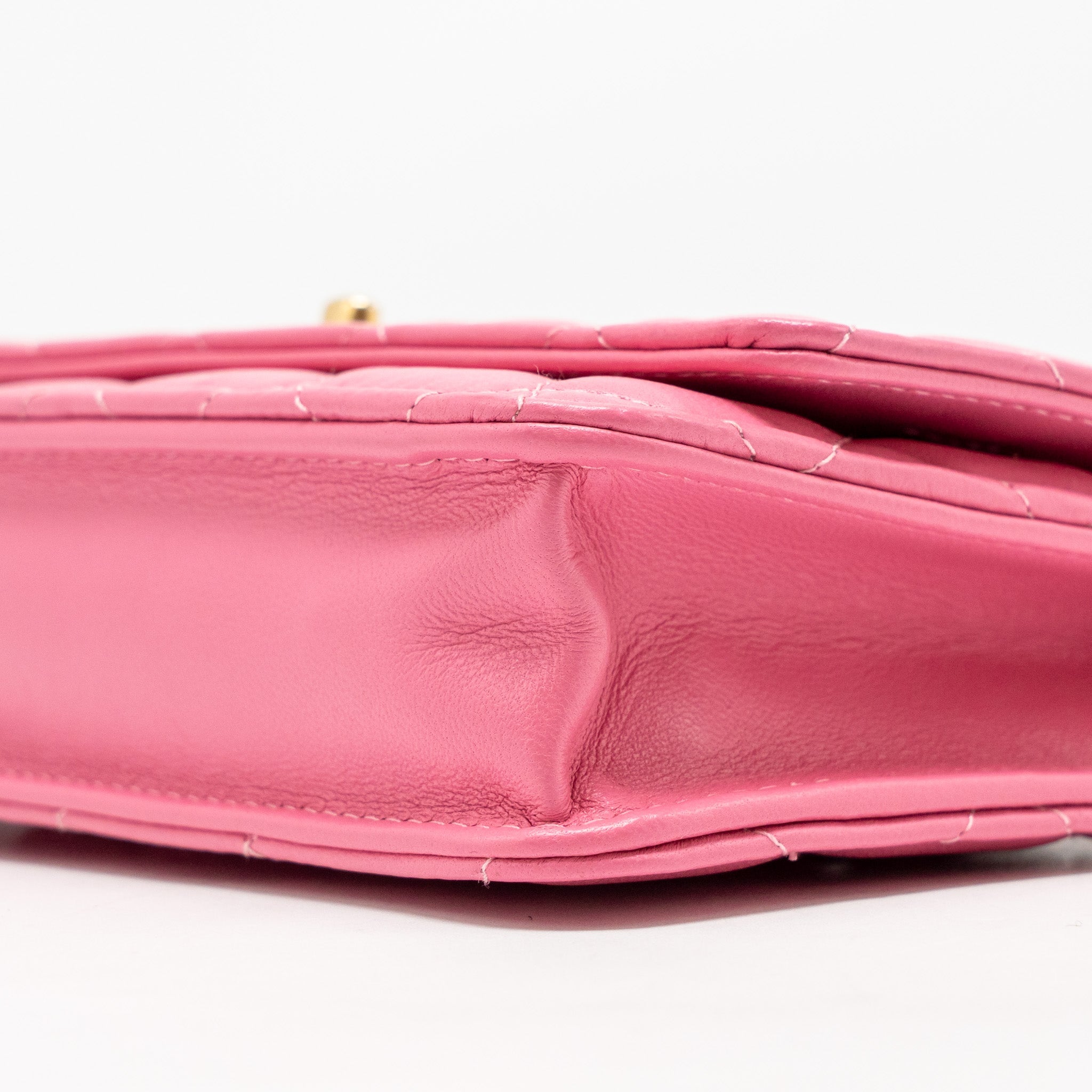 CHANEL PEARL CRUSH WALLET ON CHAIN LAMBSKIN PINK GHW