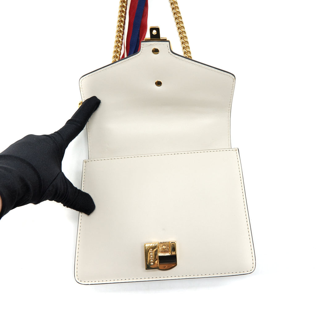 GUCCI MINI SYLVIE CHAIN BAG WHITE GHW