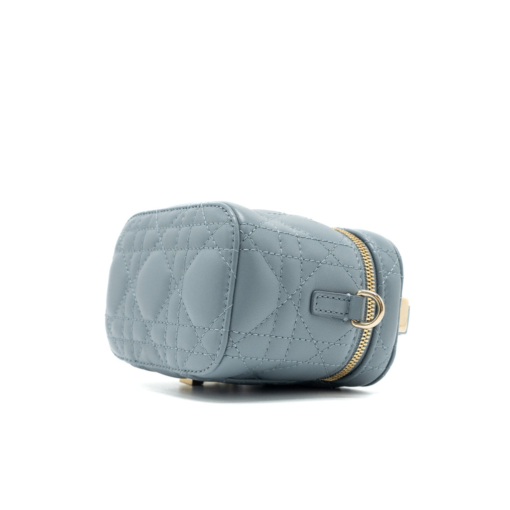 DIOR MICRO LADY DIOR VANITY CASE LAMBSKIN LIGHT GREY LGHW