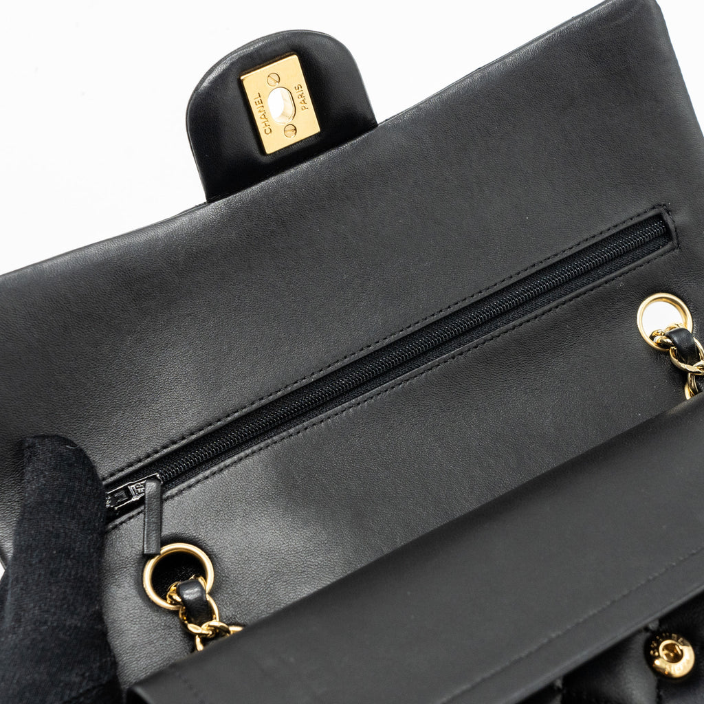CHANEL MEDIUM CLASSIC FLAP BAG LAMBSKIN BLACK GHW