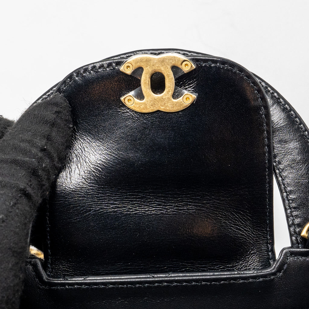 CHANEL 24P MINI SHOPPING TOTE CALFSKIN BLACK GHW (MICROCHIP)