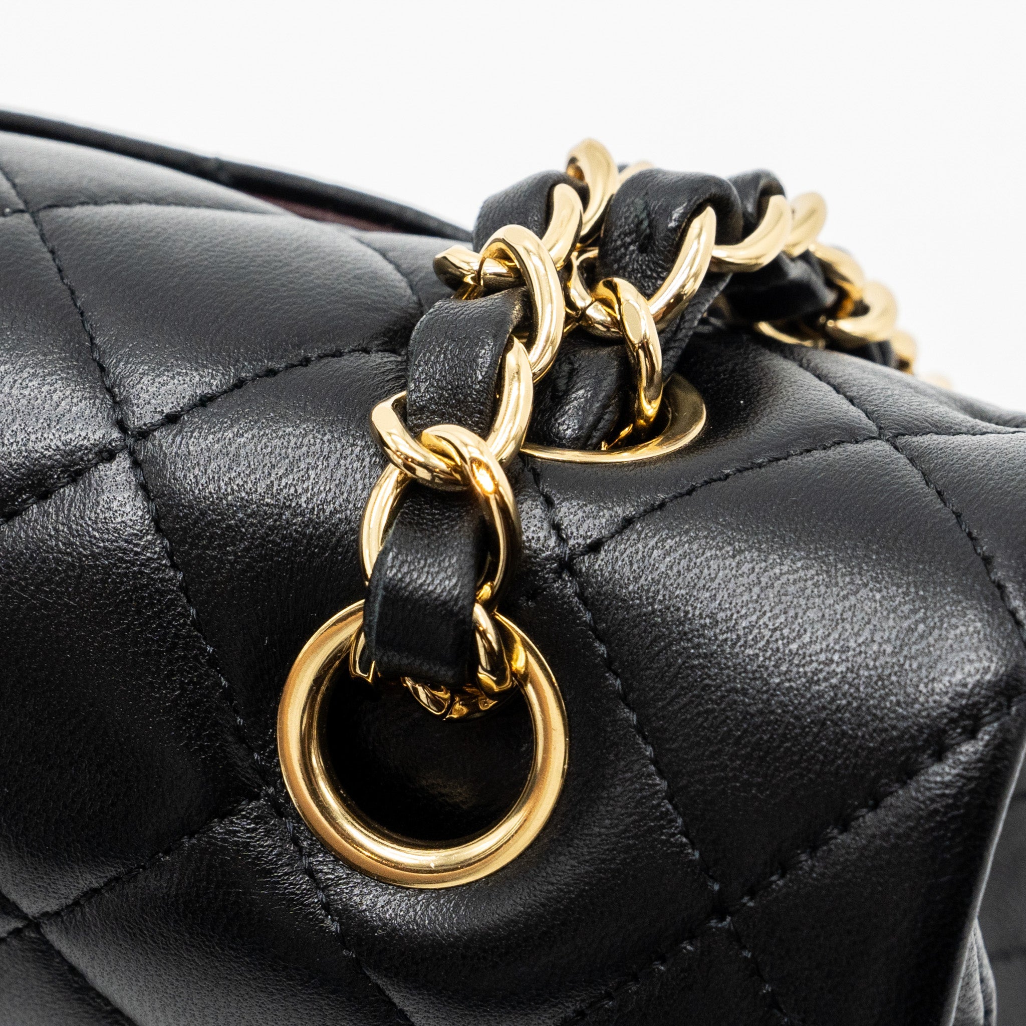 CHANEL MEDIUM CLASSIC DOUBLE FLAP BAG LAMBSKIN BLACK GHW
