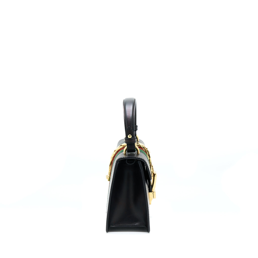 GUCCI MINI TOP HANDLE SYLVIE BAG BLACK GHW