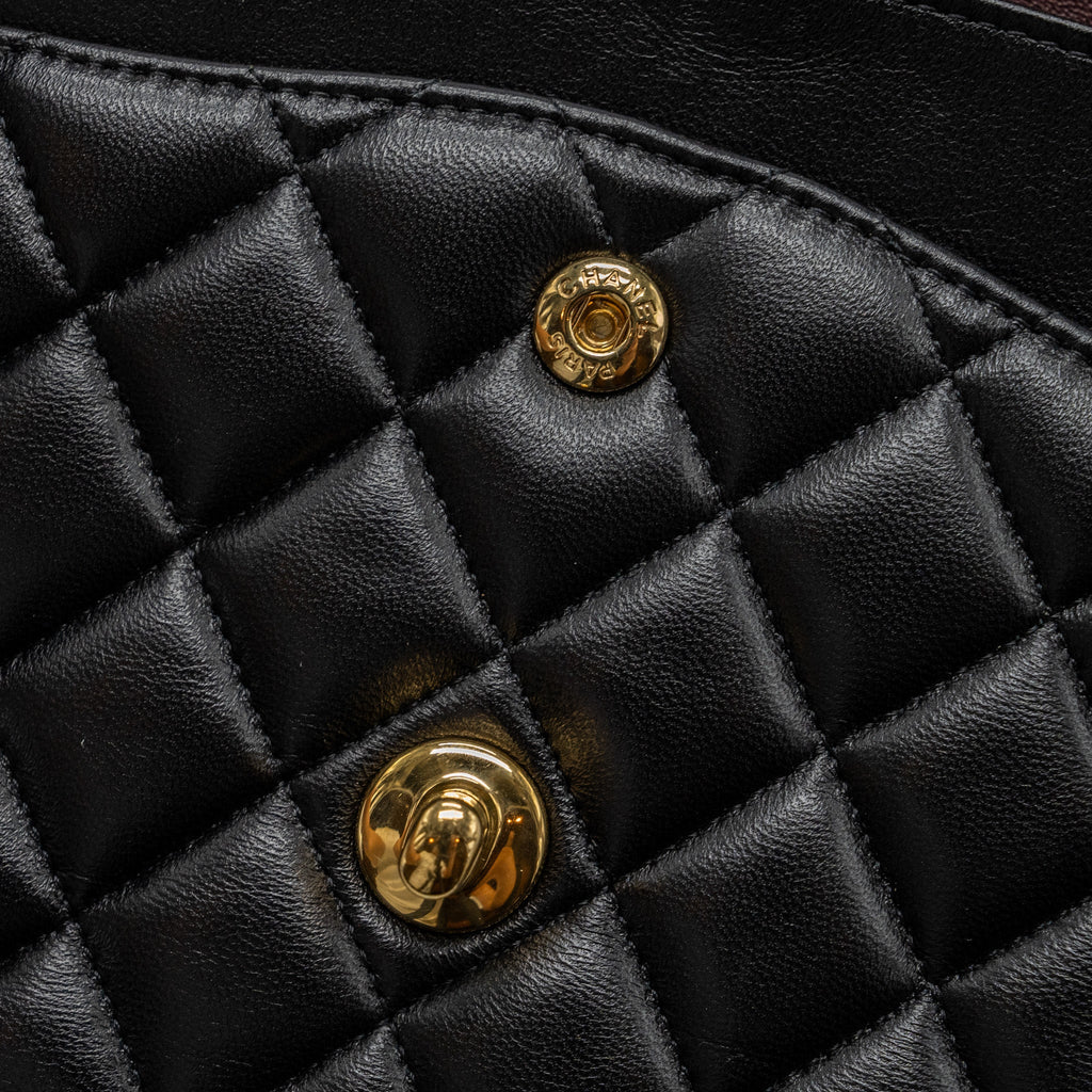 CHANEL MEDIUM CLASSIC DOUBLE FLAP BAG LAMBSKIN BLACK GHW