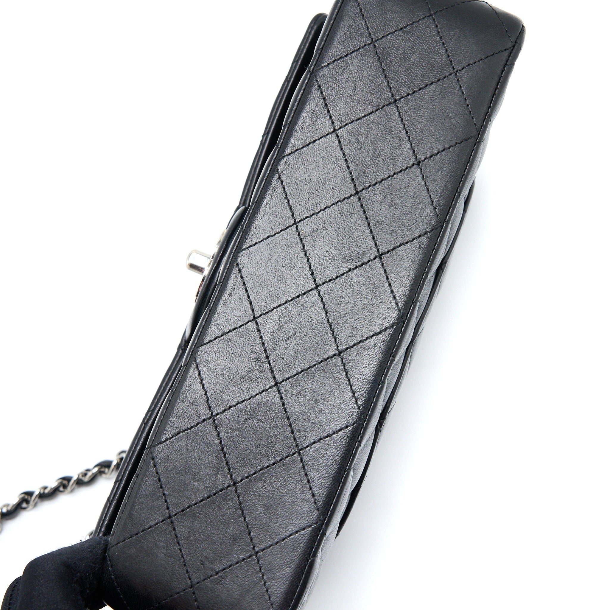 CHANEL MEDIUM CLASSIC DOUBLE FLAP BAG LAMBSKIN BLACK SHW