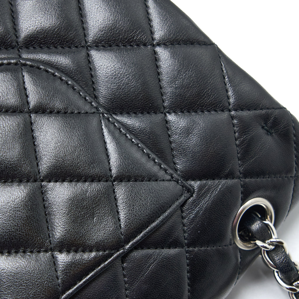 CHANEL MEDIUM CLASSIC DOUBLE FLAP BAG LAMBSKIN BLACK SHW
