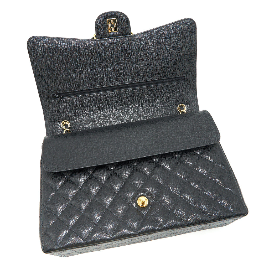 CHANEL MAXI CLASSIC DOUBLE FLAP BLACK CAVIAR GHW