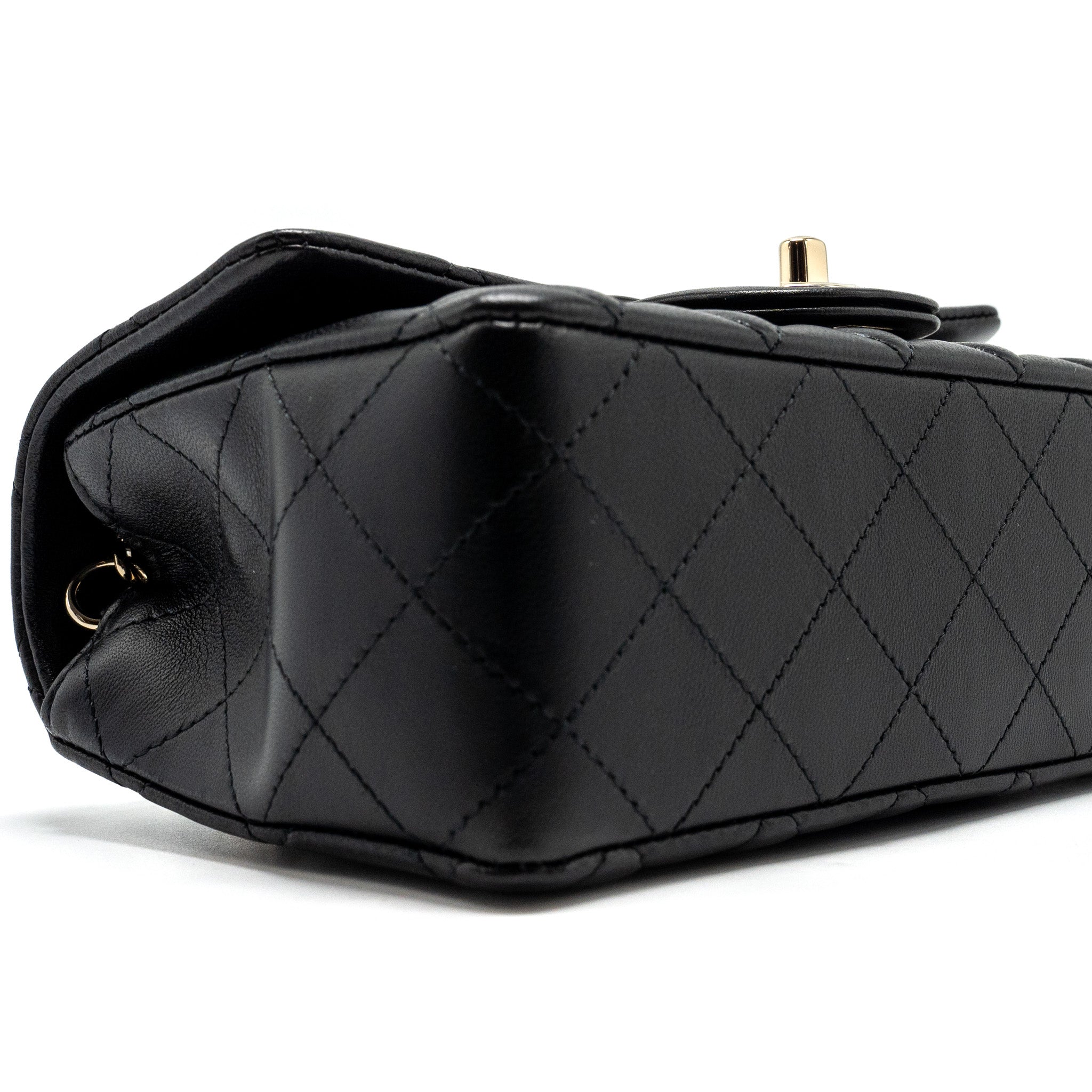 CHANEL MINI RECTANGULAR FLAP BAG LAMBSKIN BLACK LGHW (MICROCHIP)