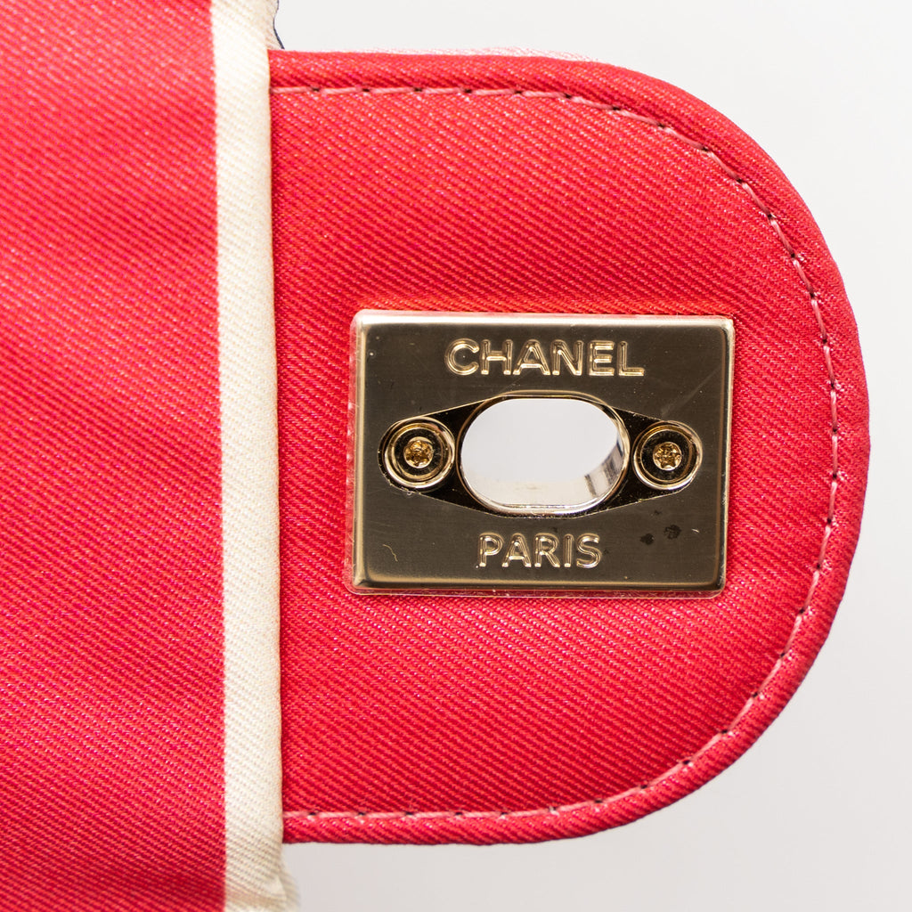 CHANEL CC LOGO PRINTED FLAP BAG FABRIC MULTICOLOUR LGHW (MICROCHIP)