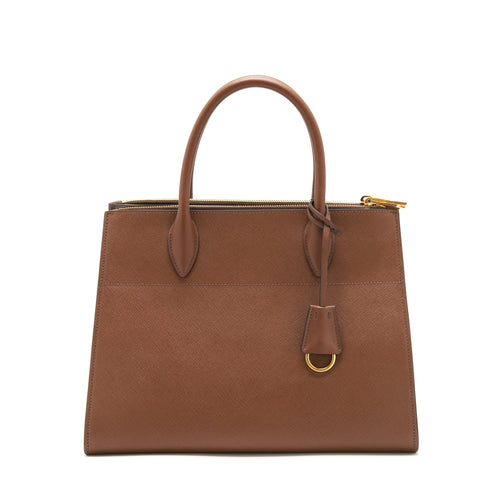 PRADA SAFFIANO BORDA BAG BROWN GHW