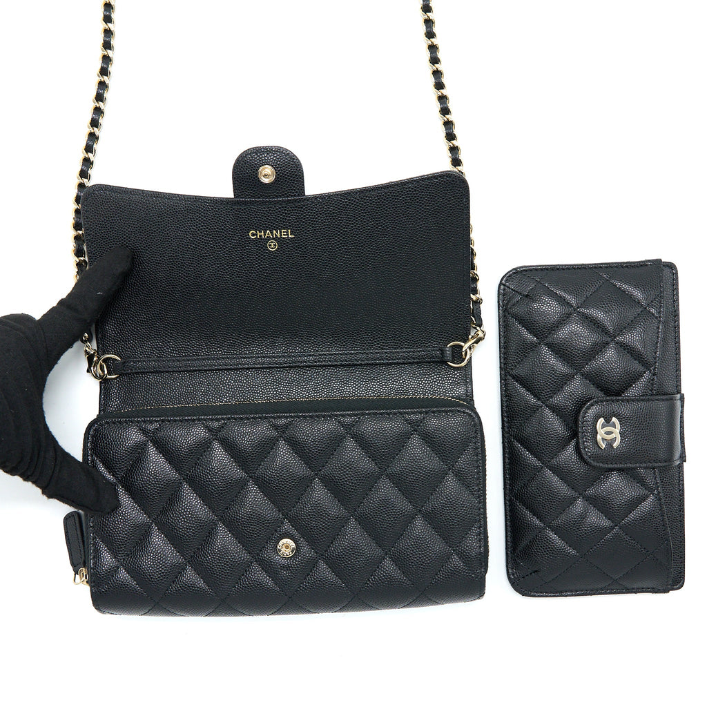 CHANEL 3 IN 1 WALLET ON CHAIN CAVIAR BLACK LGHW