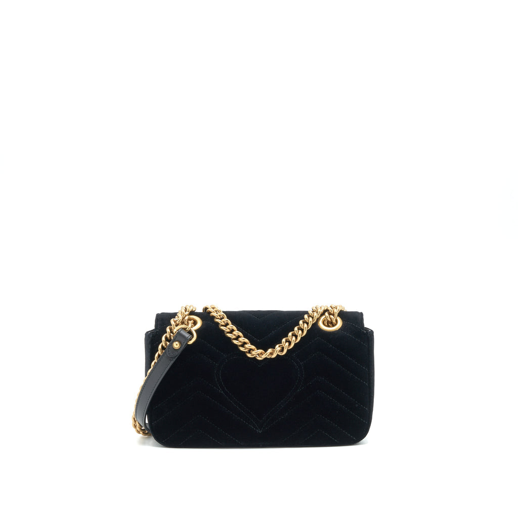 GUCCI MINI MARMONT FLAP BAG VELVET BLACK