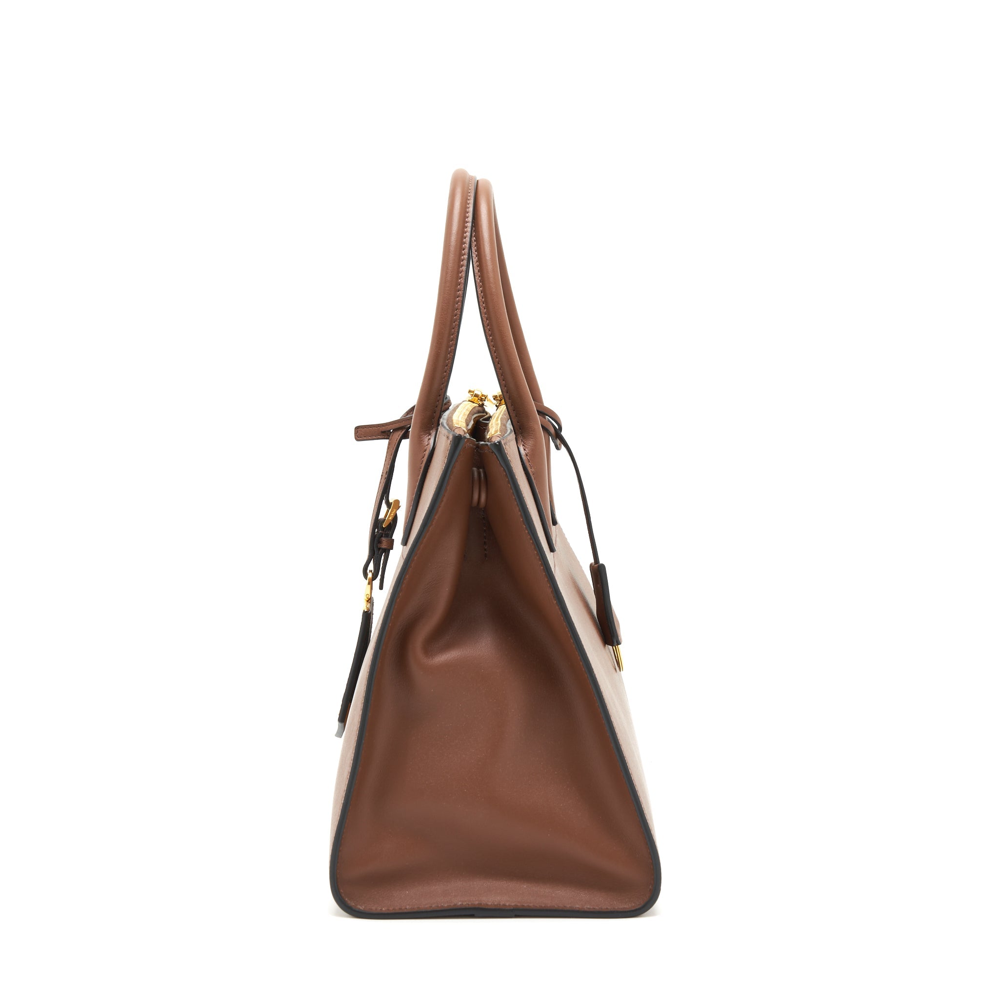 PRADA SAFFIANO BORDA BAG BROWN GHW