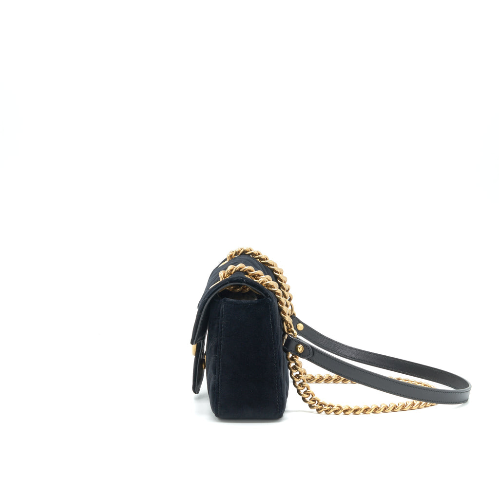 GUCCI MINI MARMONT FLAP BAG VELVET BLACK