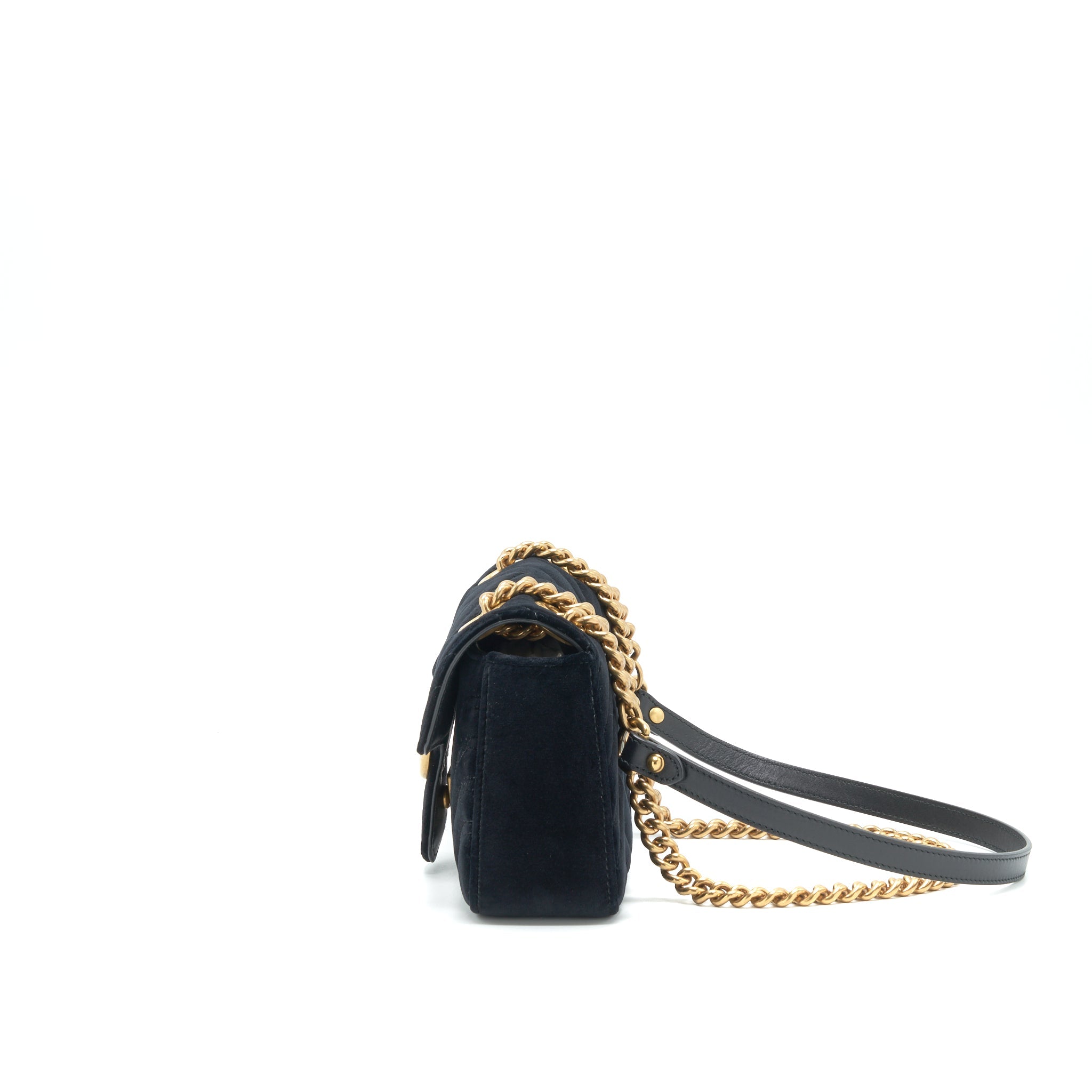 GUCCI MINI MARMONT FLAP BAG VELVET BLACK