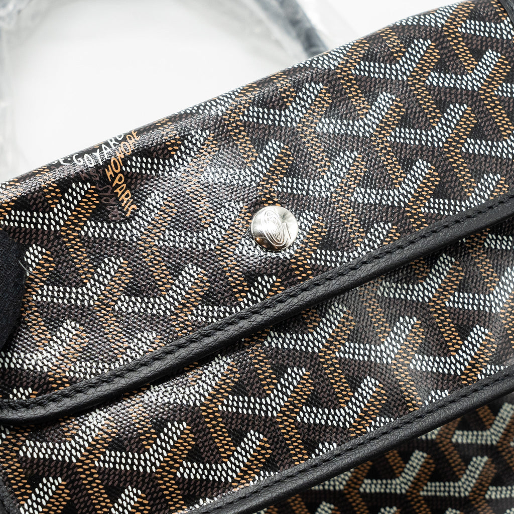 GOYARD SAINT LOUIS PM TOTE BAG GOYARDLINE CANVAS BLACK SHW