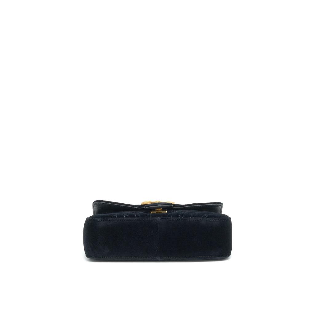 GUCCI MINI MARMONT FLAP BAG VELVET BLACK