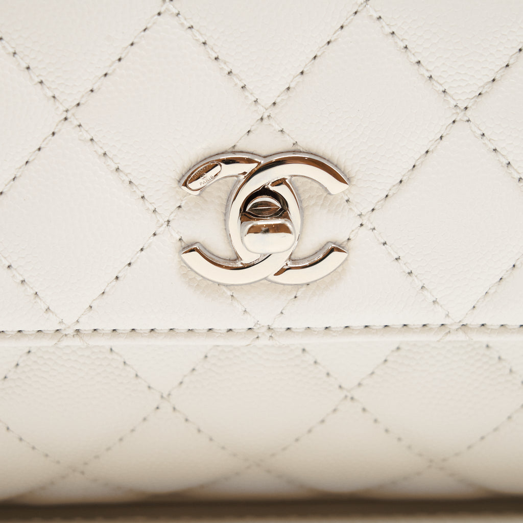 CHANEL SMALL COCO HANDLE CAVIAR WHITE LGHW (MICROCHIP)