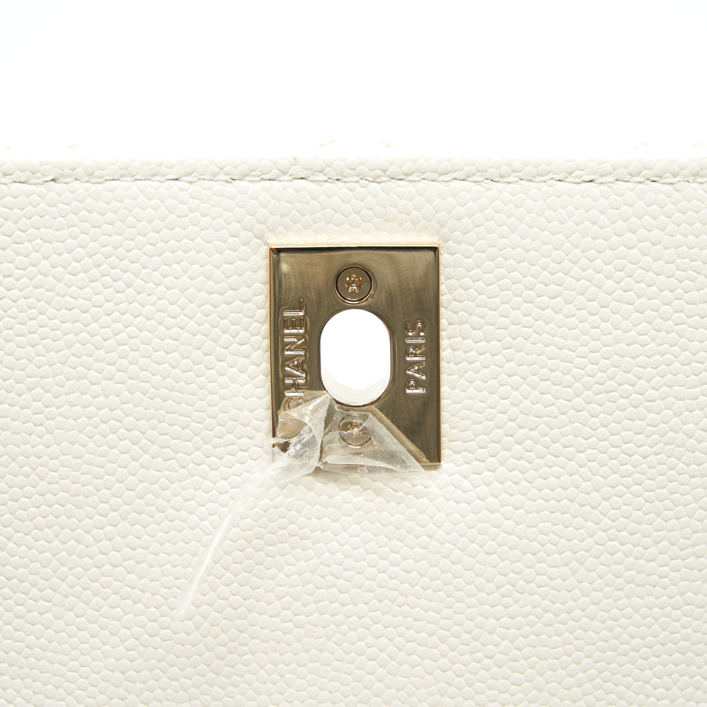CHANEL SMALL COCO HANDLE CAVIAR WHITE LGHW (MICROCHIP)