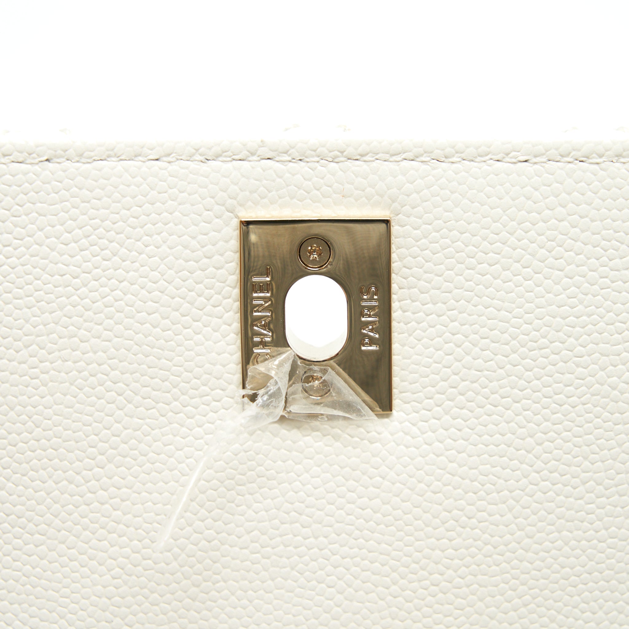 CHANEL SMALL COCO HANDLE CAVIAR WHITE LGHW (MICROCHIP)