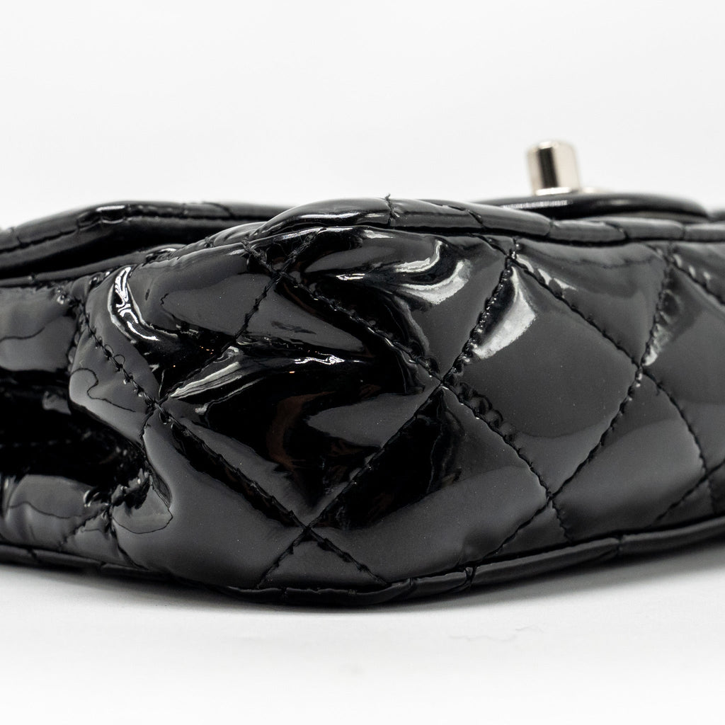 CHANEL CC MINI FLAP BAG PATENT BLACK SHW