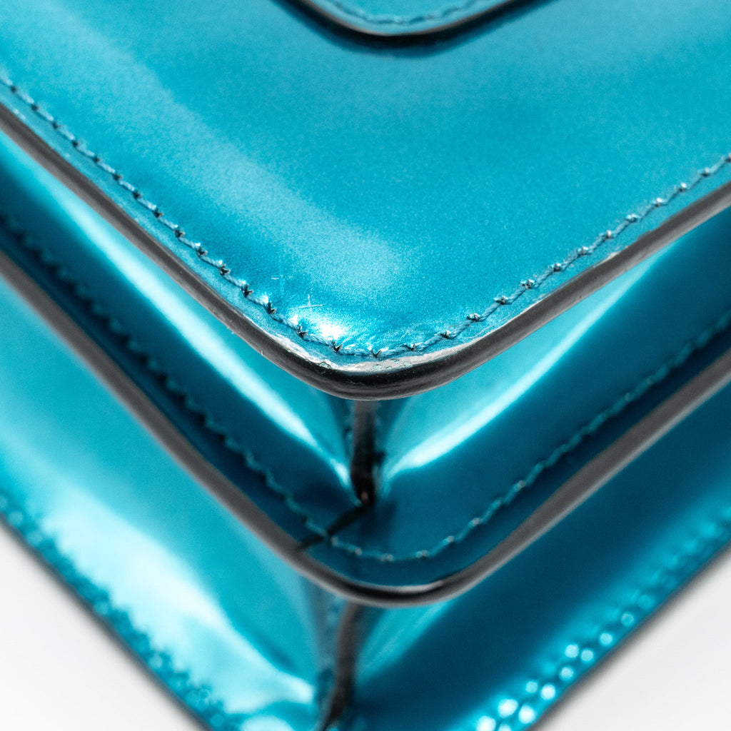 BVLGARI SERPENTI FOREVER BAG PATENT METALLIC BLUE LGHW