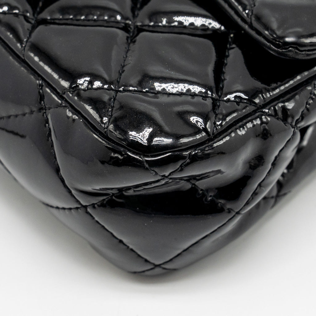 CHANEL CC MINI FLAP BAG PATENT BLACK SHW