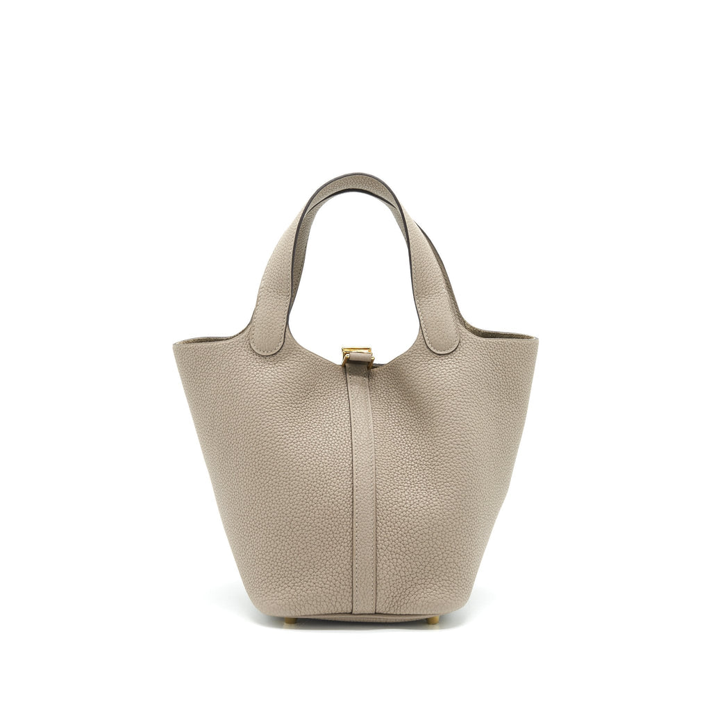 HERMES PICOTIN 18 LOCK BAG TAURILLON MAURICE M8 GRIS ASPHALTE GHW
