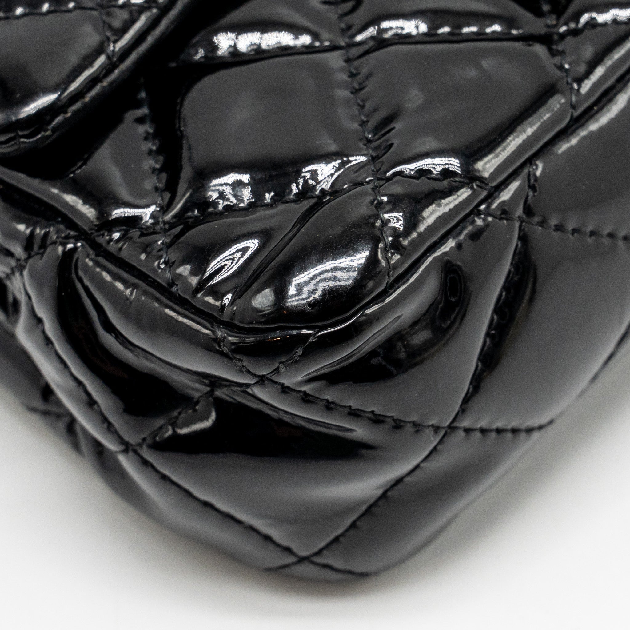CHANEL CC MINI FLAP BAG PATENT BLACK SHW