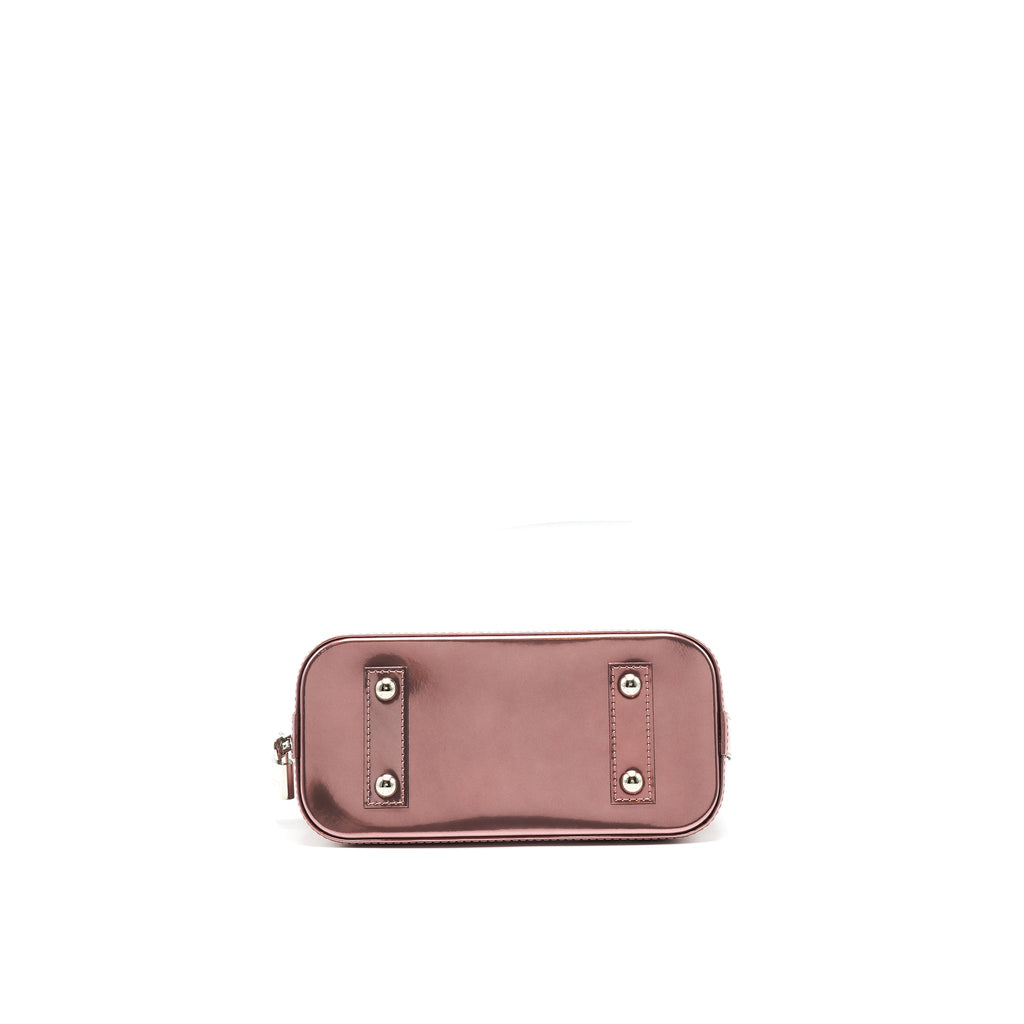 LOUIS VUITTON ALMA BB PATENT LEATHER METALLIC PINK WITH BLACK HANDLE SHW