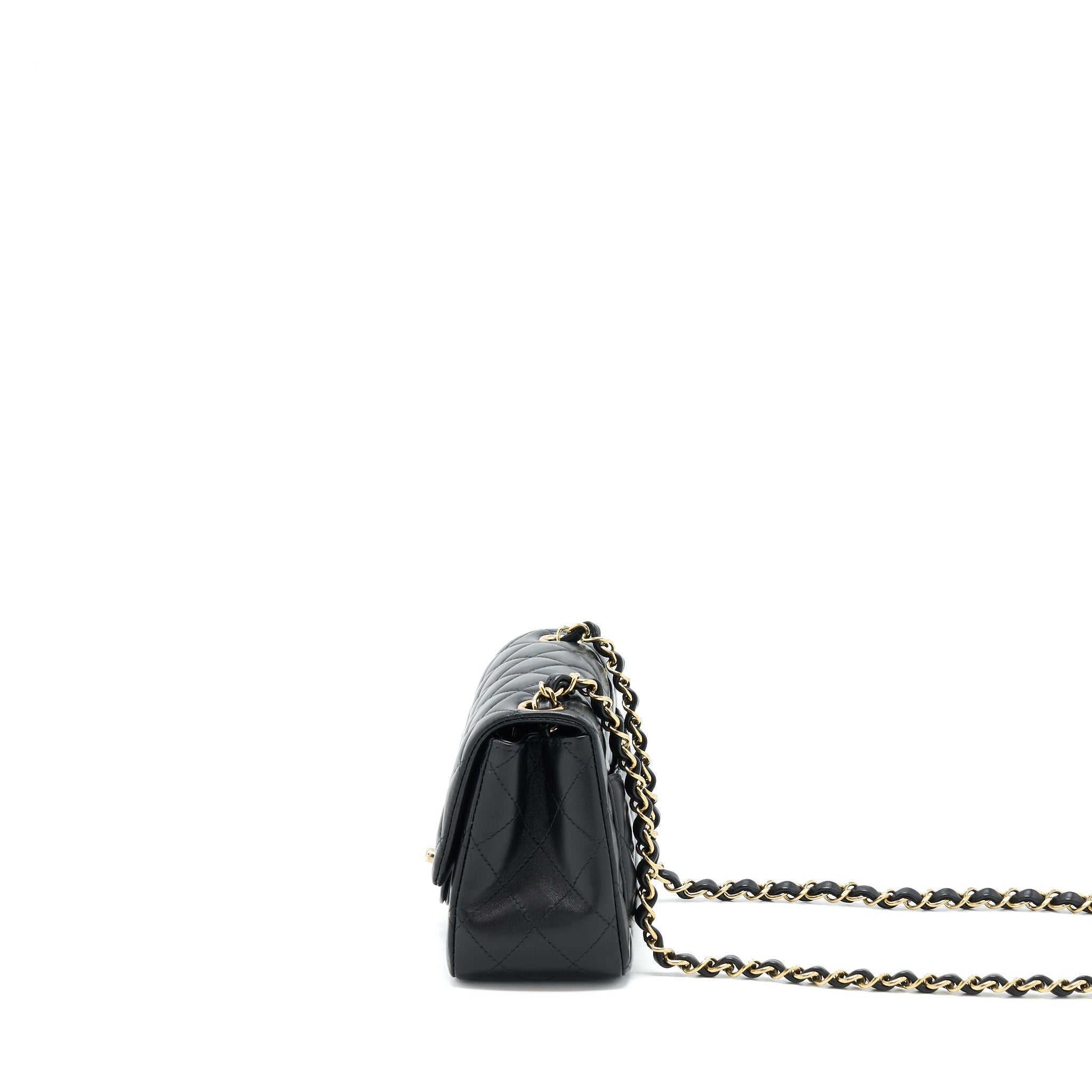 CHANEL MINI SQUARE FLAP BAG LAMBSKIN BLACK GHW (MICROCHIP)