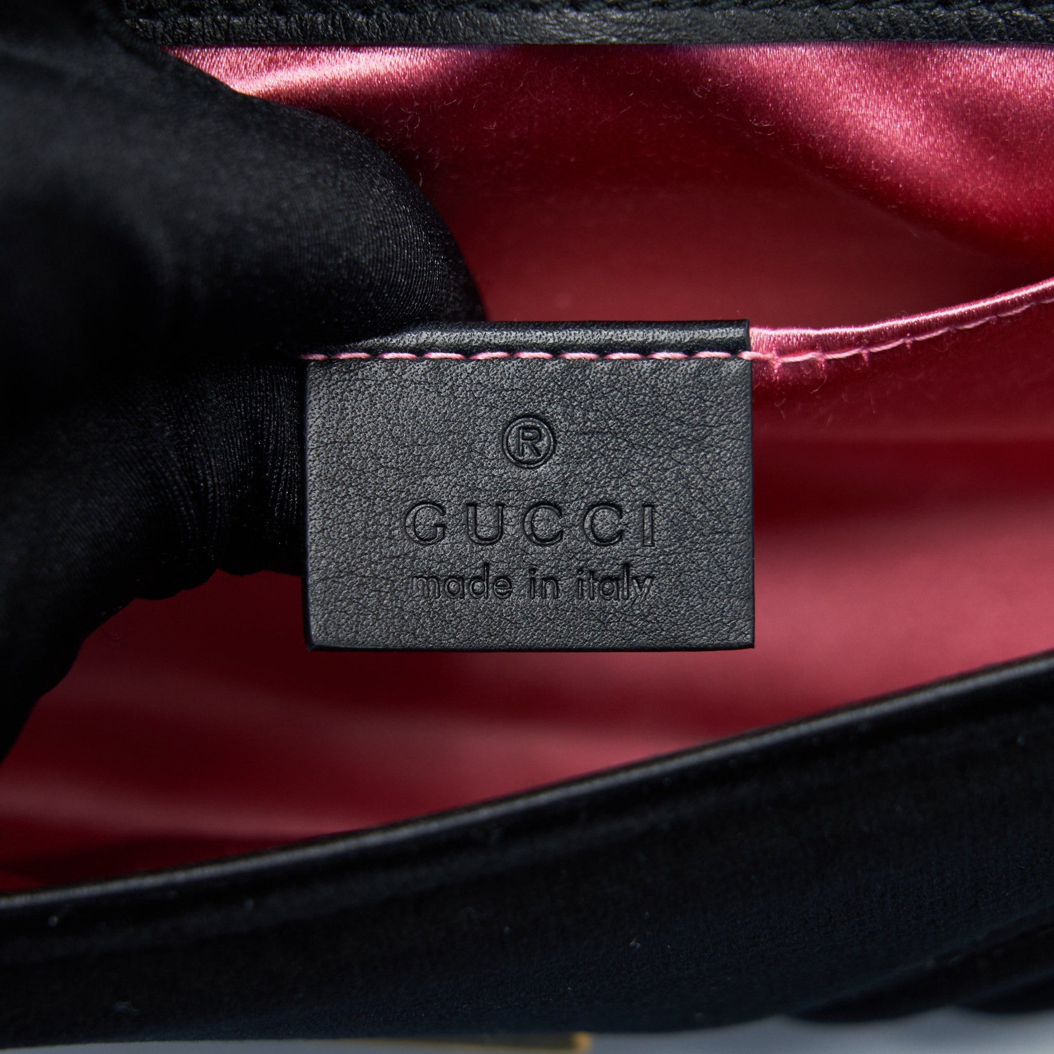 GUCCI MINI MARMONT FLAP BAG VELVET BLACK